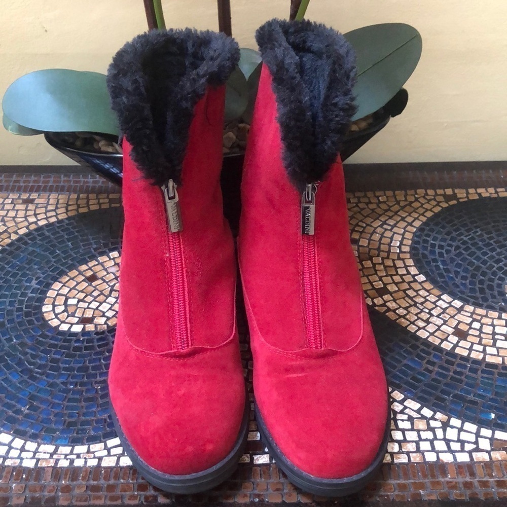 Valdini Sabra Women’s Suede Red Wine Bordo Wedge Winter Ankle Comfort Boots 6.5